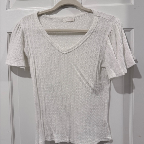 Lush Tops - Lush White V-Neck Short Sleeve Knit Top Size Large